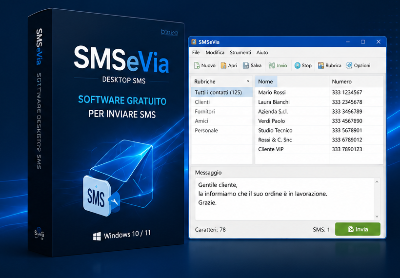 Software desktop SMSeVia per invio SMS